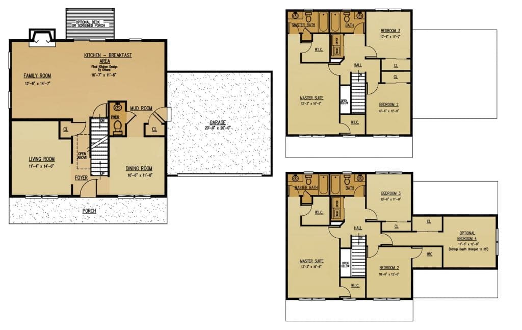 The Oak New Home Construction Floor Plan in Ballston Lake, NY Saratoga County, NY & Clifton Park, NY