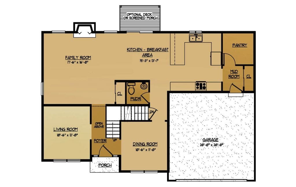 The Sequoia New Home Construction Floor Plan First Floor in Ballston Lake, NY Saratoga County, NY & Clifton Park, NY