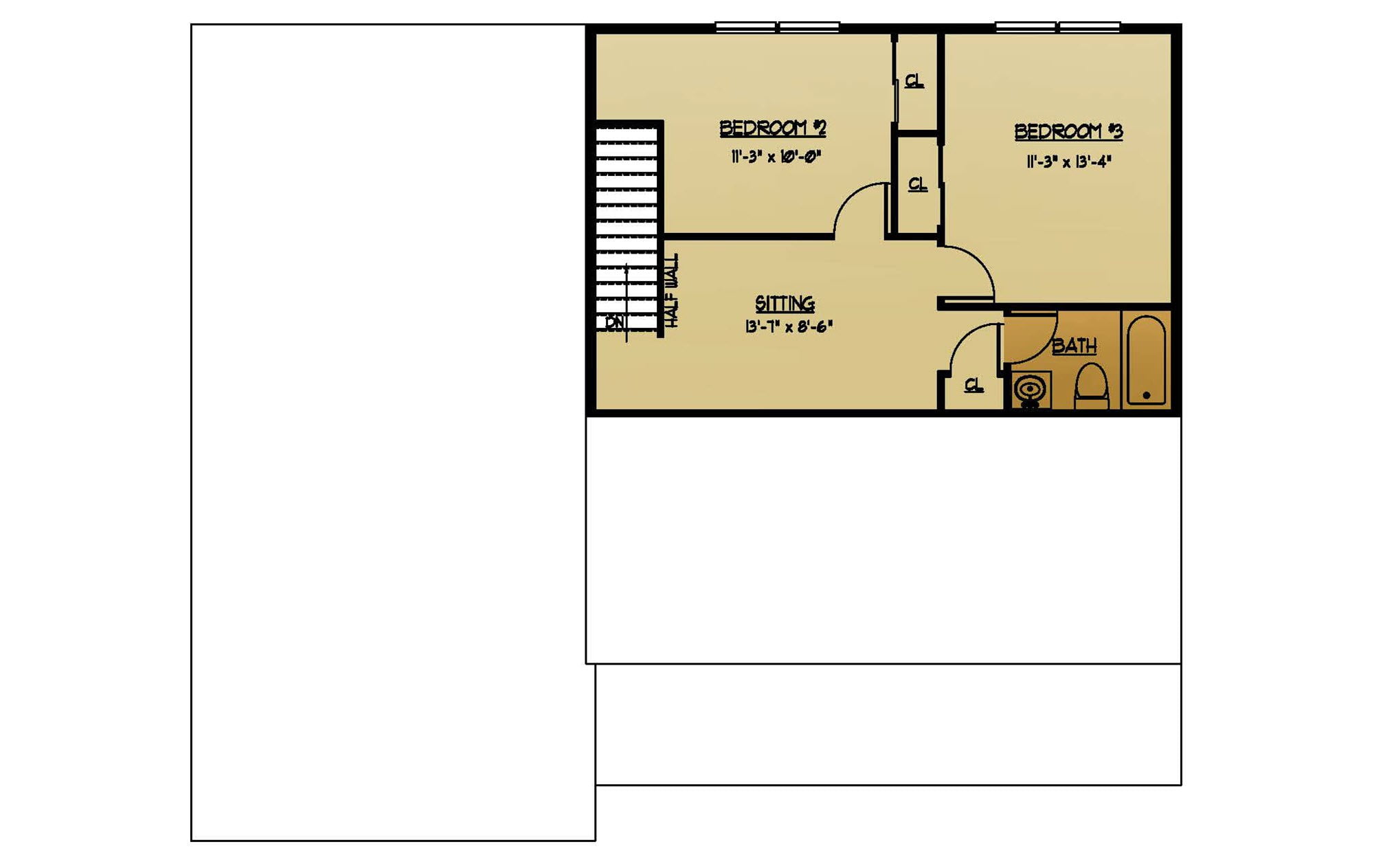 The Willow New Home Construction Floor Plan Second Floor in Ballston Lake, NY Saratoga County, NY & Clifton Park, NY