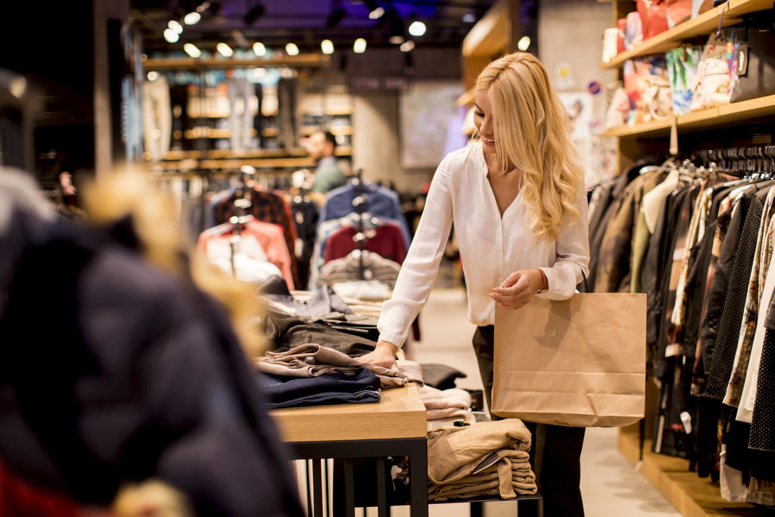 young woman shopping at small businesses in Saratoga County