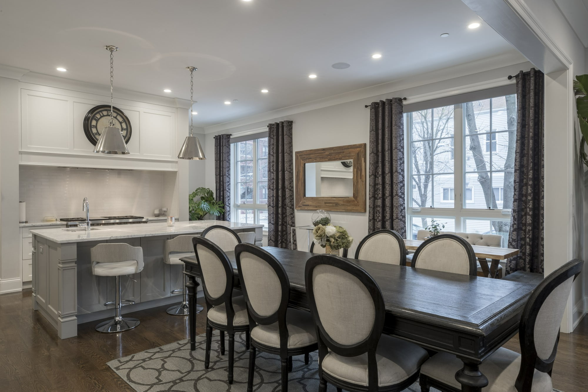 interior shot of luxury dining room with new construction home lighting options